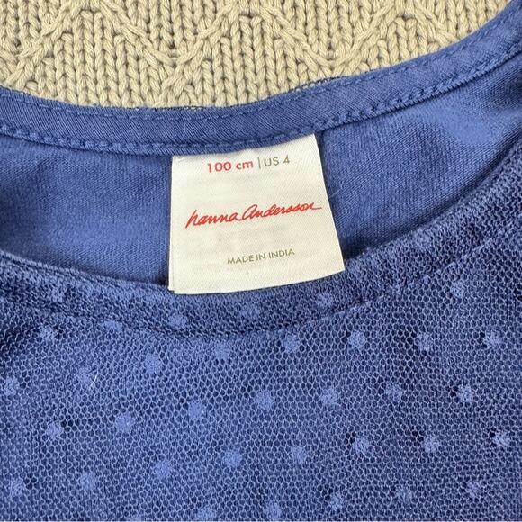 Hanna Andersson Blue Tulle Dress with Colorful Floral Appliqué 4 - Picture 6 of 13